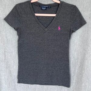 VTG Ralph Lauren Sport V-Neck Shirt Embroidered Logo Sz M Old Money Quiet Luxury